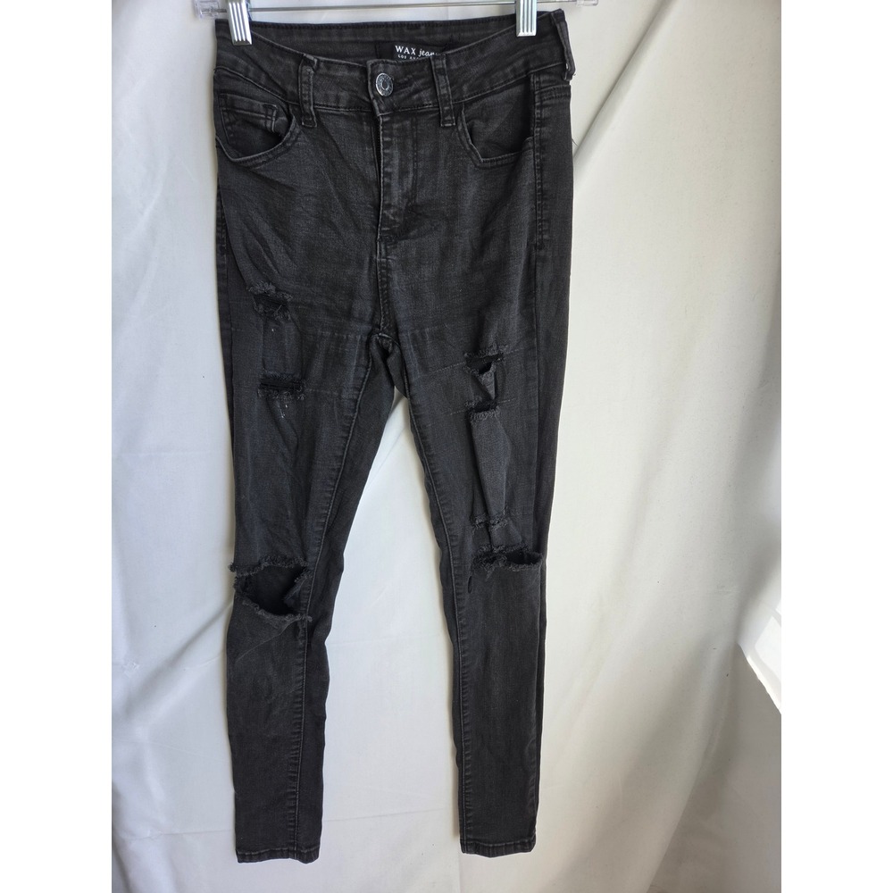 Wax Jean Skinny Jeans Womens  Black Faded Skinny High Rise Skinny